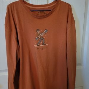 Life is good long sleeve orange tshirt